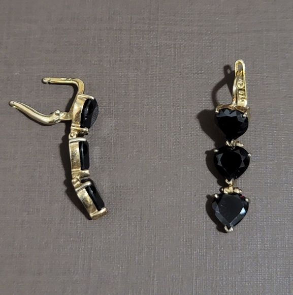 925 Silver Earings with dark red gemstone - Picture 4 of 6